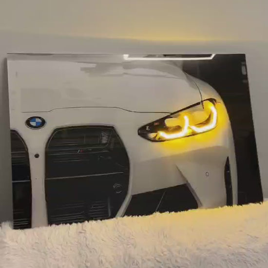 Luminous mural of the car