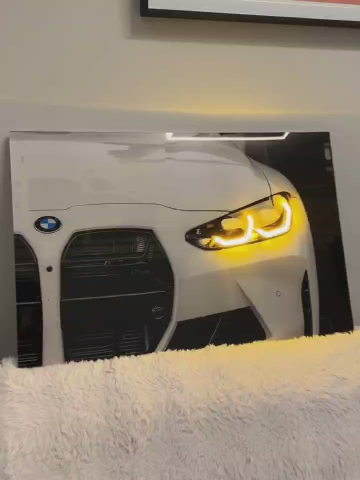 Luminous mural of the car
